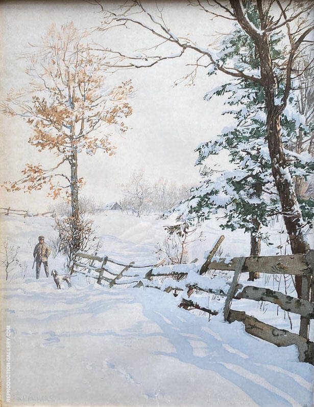 Hunter and Fence 1894 by Walter Launt Palmer | Oil Painting Reproduction