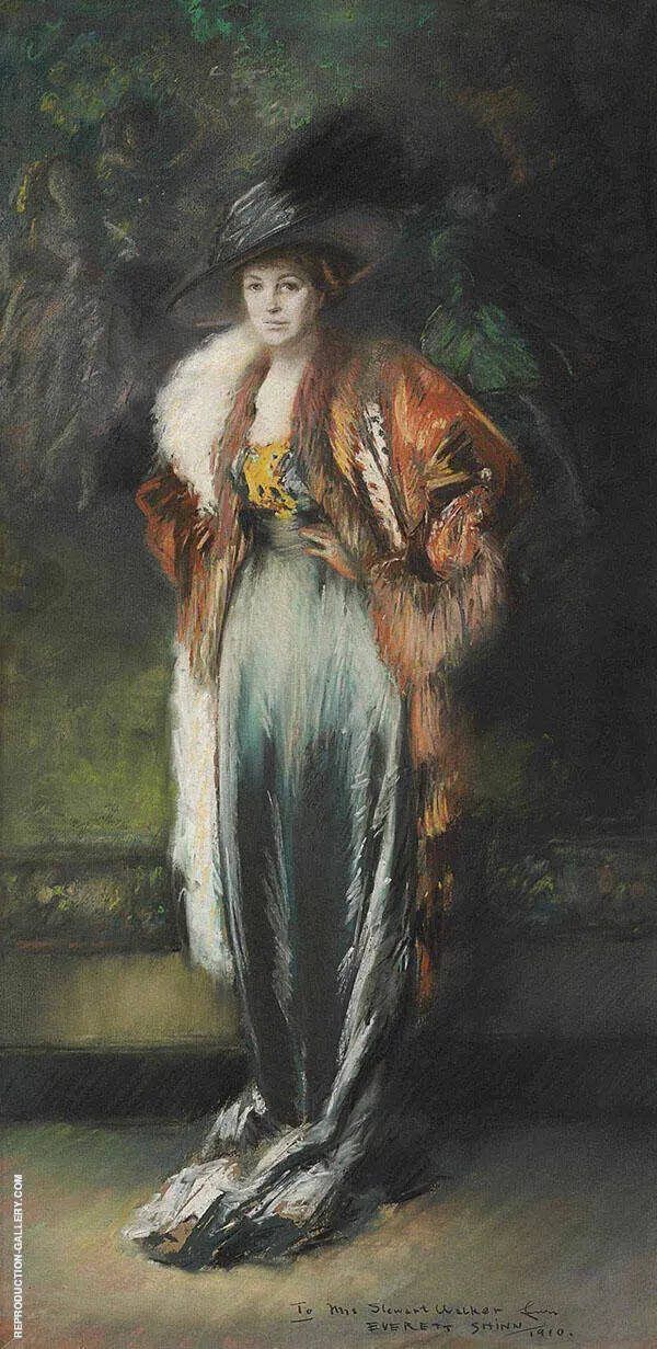 Mrs A Stewart Walker in a Fur 1910 By Everett Shinn