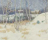 Stand of Birch Trees in Winter By John Leslie Breck