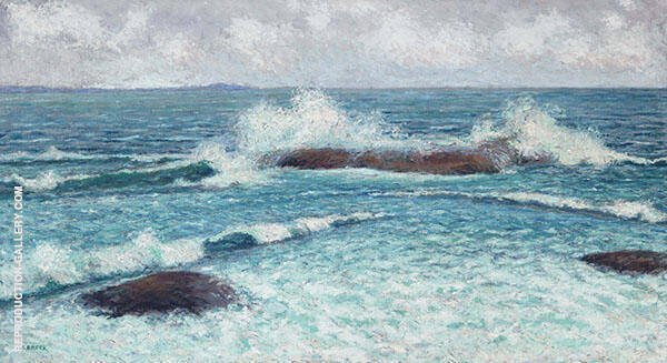 Surf at Gloucester c1890 by John Leslie Breck | Oil Painting Reproduction