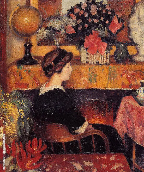 Madame Lemmen in a Flowery Interior 1913 By Georges Lemmen