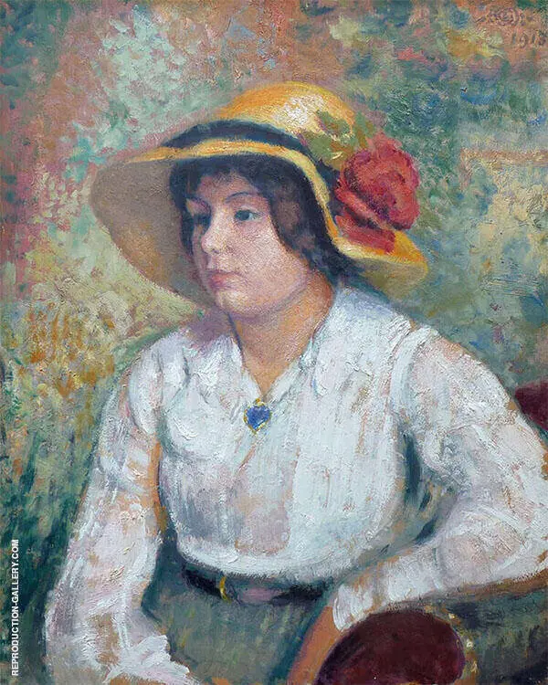 Young Woman with Flower Hat By Georges Lemmen