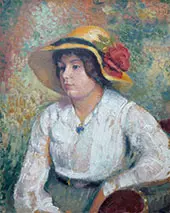 Young Woman with Flower Hat By Georges Lemmen