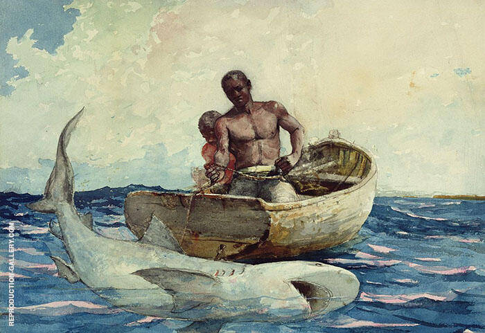 Shark Fishing 1885 by Winslow Homer | Oil Painting Reproduction