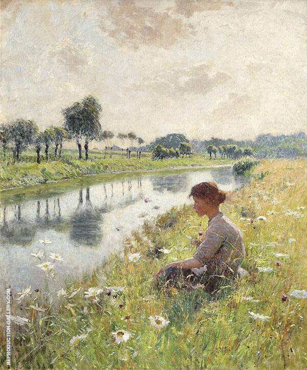 Girl near the Leie 1892 by Emile Claus | Oil Painting Reproduction