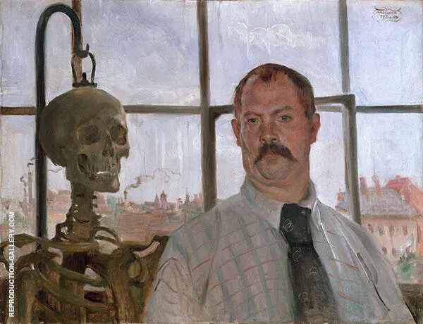 Self Portrait with Skeleton By Lovis Corinth