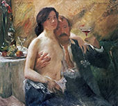 Self Portrait with Wife and a Glass By Lovis Corinth