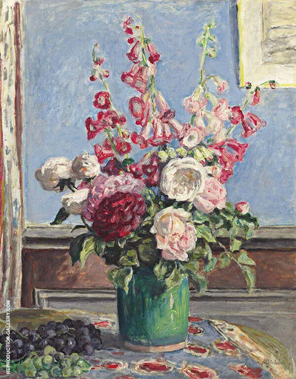 Bouquet or Roses and Foxgloves By Albert Andre