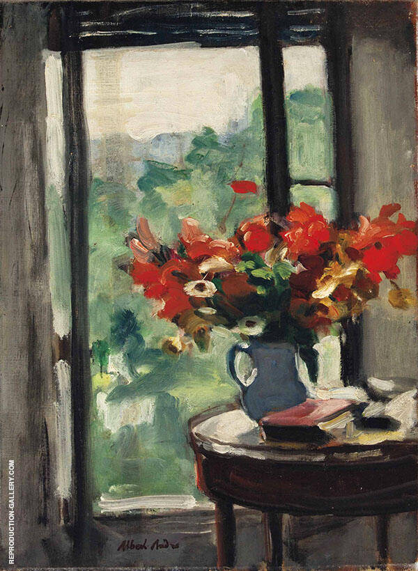 Vase of Flowers in front of The Window Oil Painting Reproduction