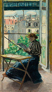 Woman Reading Before Window By Albert Andre