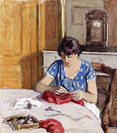 Woman Sewing in an Interior By Albert Andre