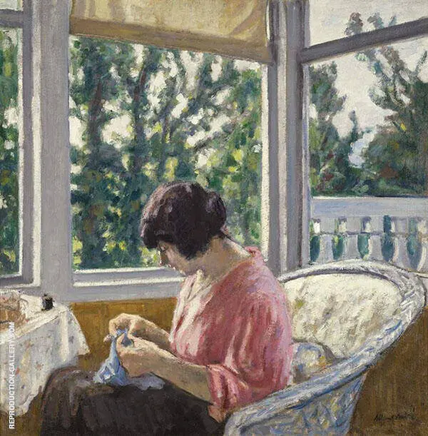 Young Woman Sewing 1913 By Albert Andre