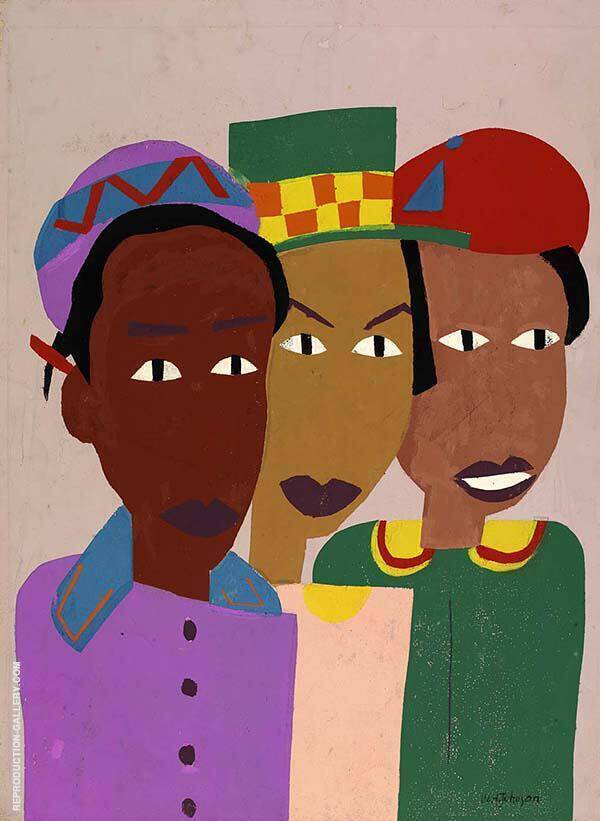 Three Friends c1944 by William H Johnson | Oil Painting Reproduction
