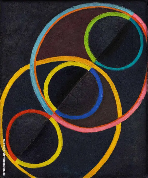 Black Relief with Colored Circles c1930 By Robert Delaunay