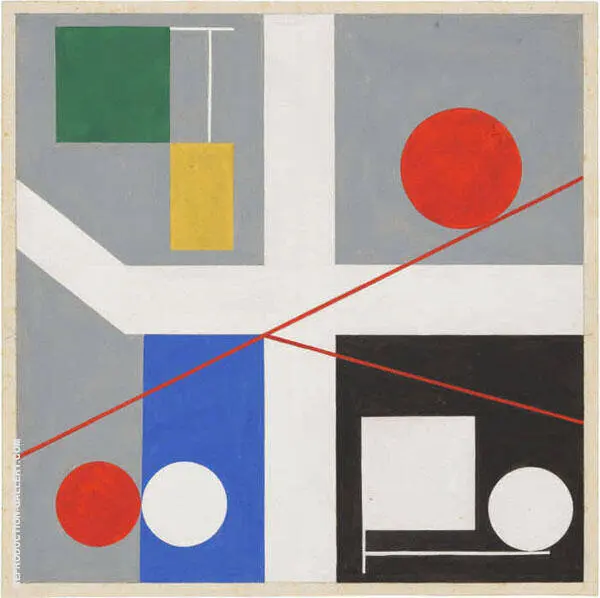 Four Spaces with Red Rolling Circles 1932 By Sophie Taeuber Arp