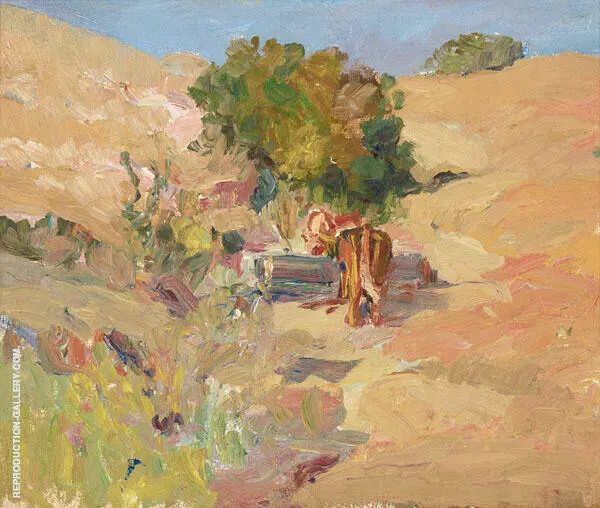 Cows at a Trough Under a Buckeye 1925 By Selden Connor Gile