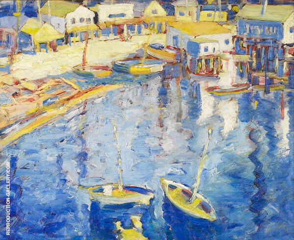 Main Street Tiburon with Boats | Oil Painting Reproduction