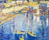 Main Street Tiburon with Boats By Selden Connor Gile