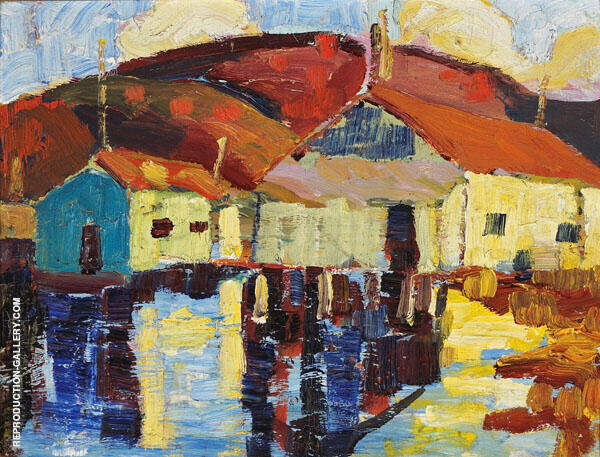 Wharf Buildings by Selden Connor Gile | Oil Painting Reproduction