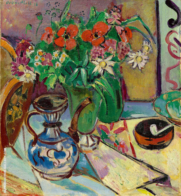 Glass Vase with Jug and Bowl 1918 | Oil Painting Reproduction