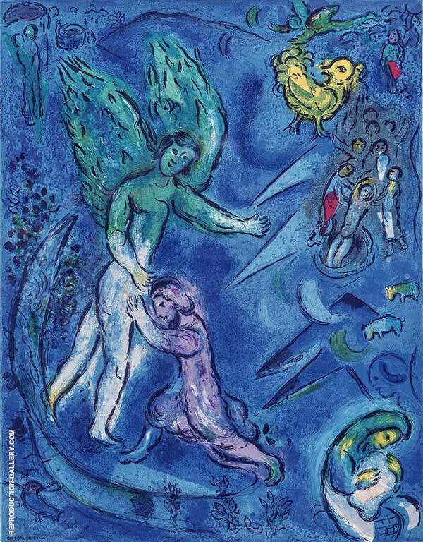 Study for Jacob Wrestling the Angel By Marc Chagall