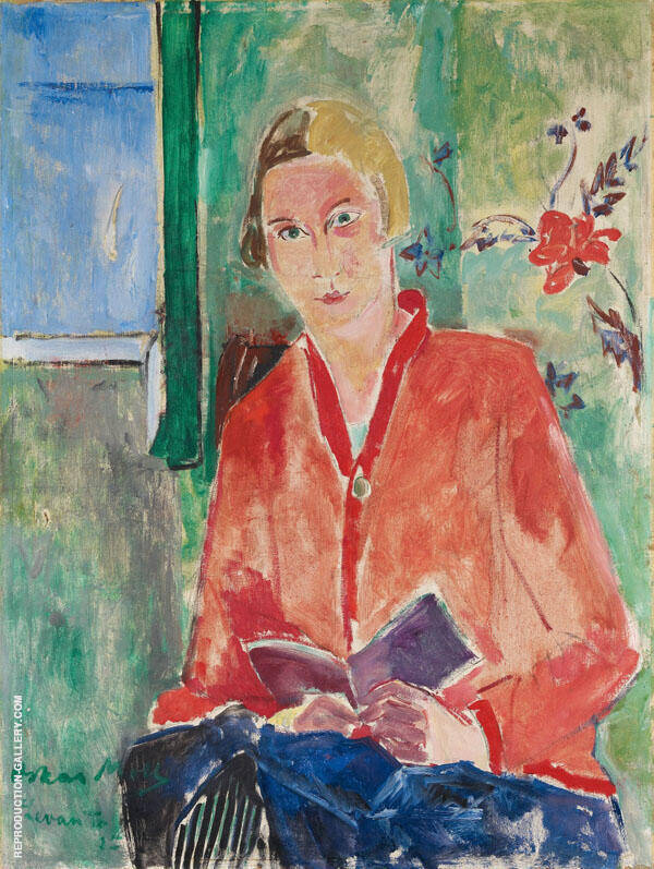 Reader with Red Jacket by Oskar Moll | Oil Painting Reproduction