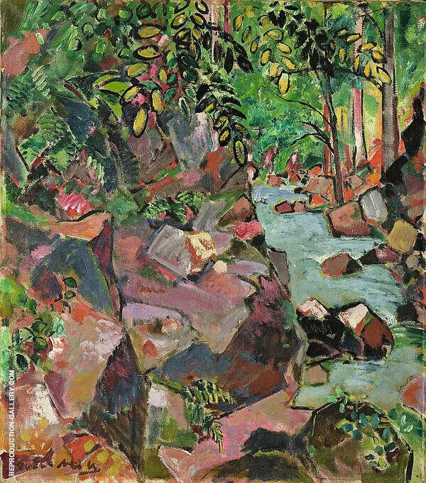 Rocks by a Brook By Oskar Moll