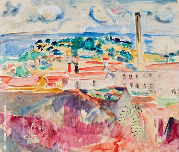 Southern Landscape with Factory By Oskar Moll