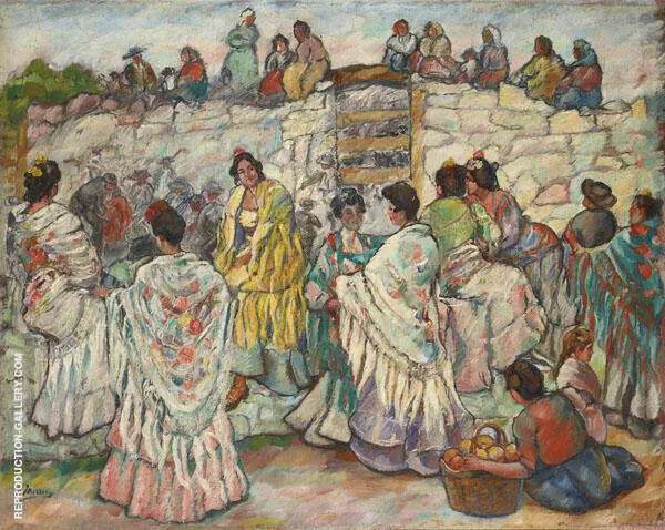 Manolas Outside The Bullring By Francisco Iturino