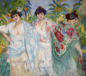 Three Women with Manila Shawls By Francisco Iturino