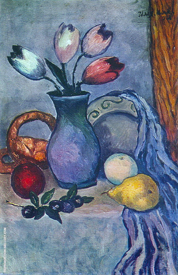 Fruit and Tulips by Ilya Mashkov | Oil Painting Reproduction