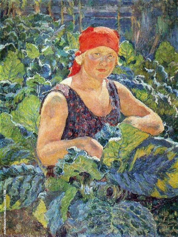 Girl on The Tobacco Plantation by Ilya Mashkov | Oil Painting Reproduction