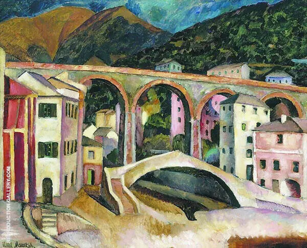 Italy Nervi Landscape with Aqueduct 1913 By Ilya Mashkov