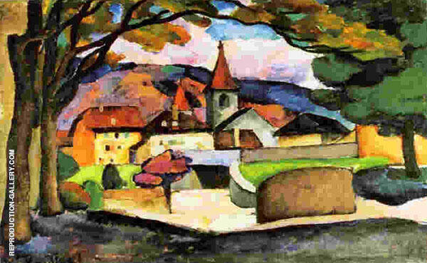 Landscape with a Town by Ilya Mashkov | Oil Painting Reproduction