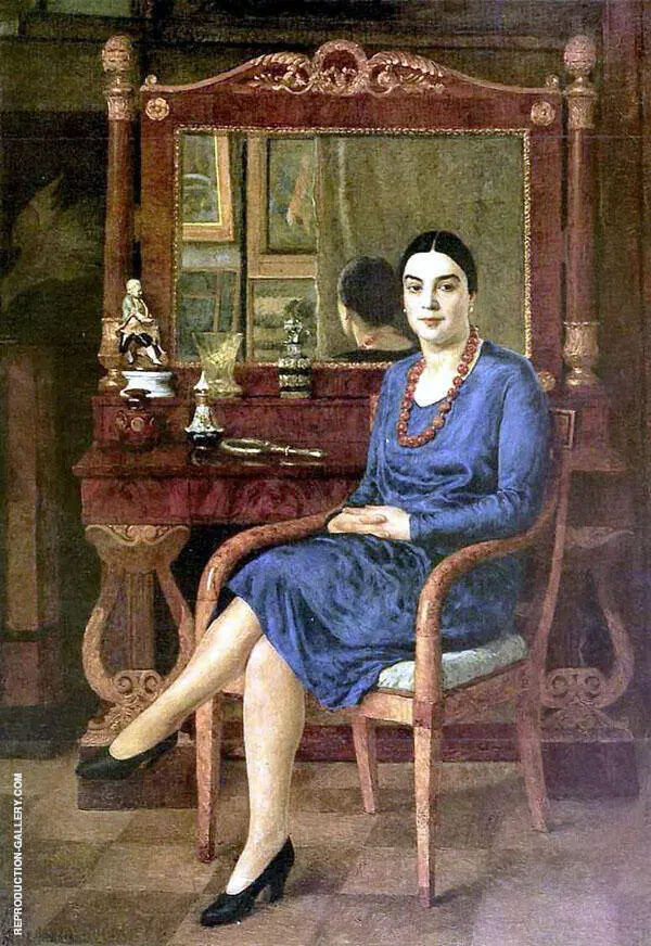 Portrait of a Lady in Blue By Ilya Mashkov