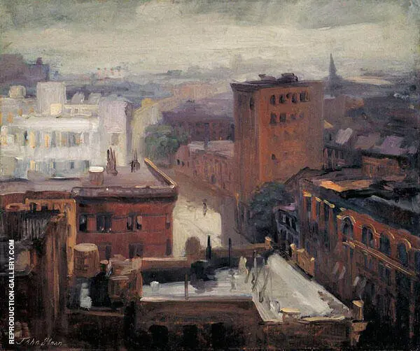 Rain Rooftops West 4th Street By John Sloan