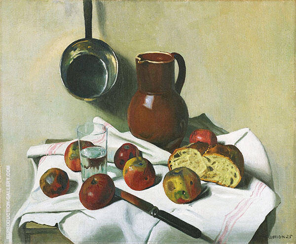 Apples Jug Glass of Water and Tin Pan | Oil Painting Reproduction