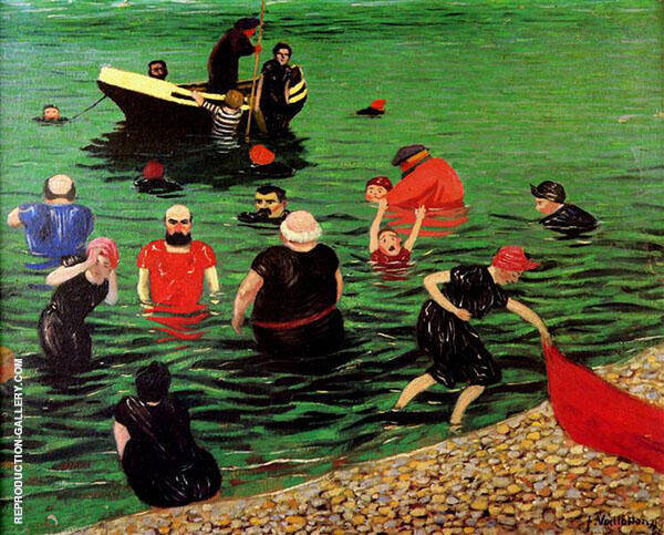 Bathing in Etretat 1899 by Felix Vallotton | Oil Painting Reproduction