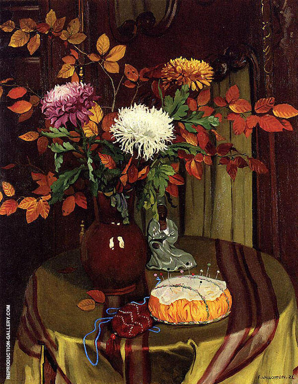 Chrysanthemums and Autumn Foliage 1922 | Oil Painting Reproduction