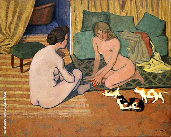 Female Nudes with Cats c1897 By Felix Vallotton