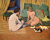 Female Nudes with Cats c1897 By Felix Vallotton