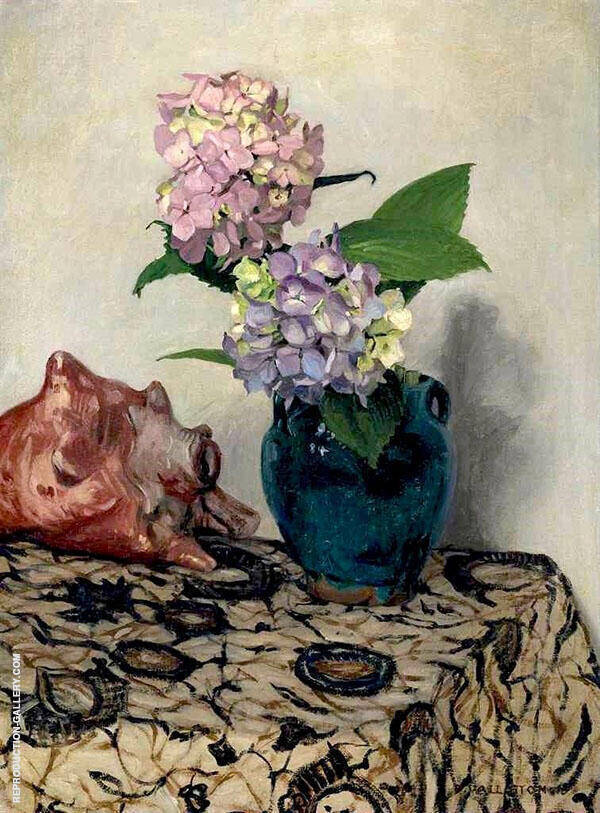 Hydrangeas with Shell by Felix Vallotton | Oil Painting Reproduction