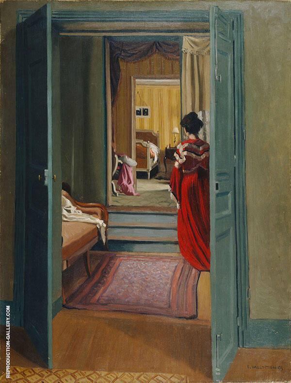 Interior with Woman in Red 1903 | Oil Painting Reproduction