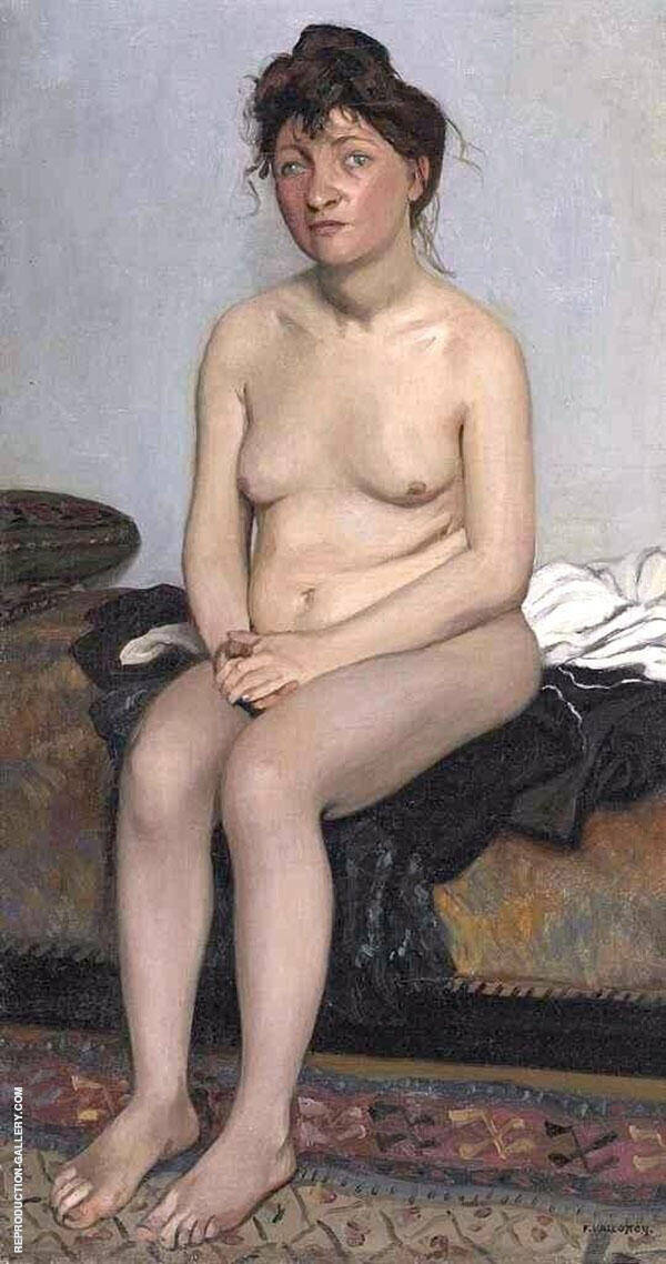 Nude Sitting on The Couch in The Studio | Oil Painting Reproduction