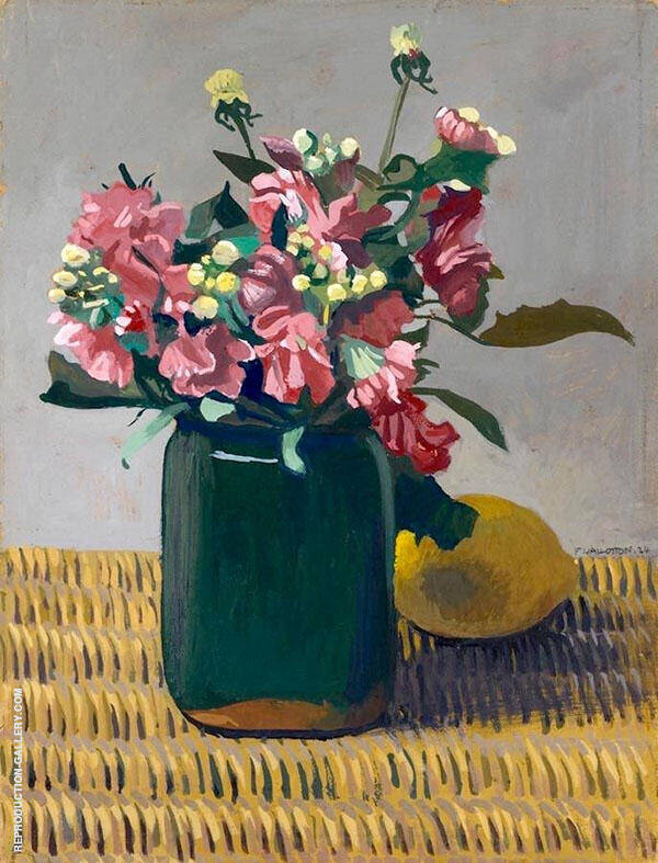 Pink Stock and a Lemon on a Basket | Oil Painting Reproduction