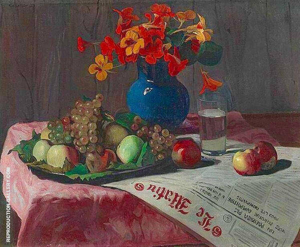 Still Life with Nasturtiums by Felix Vallotton | Oil Painting Reproduction