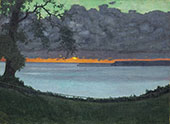Sunset at Grace orange and Green Sky 1918 By Felix Vallotton