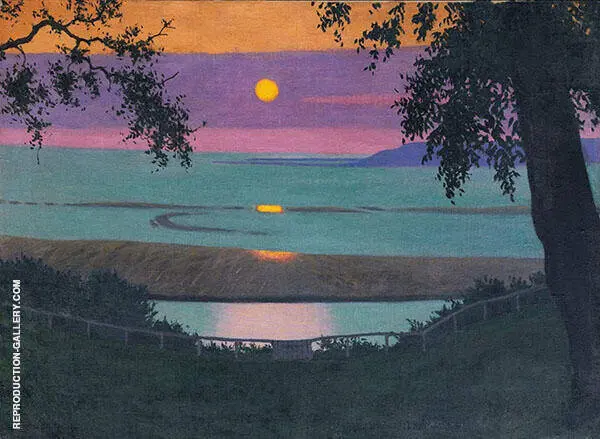 Sunset at Grace Orange and Violet Sky By Felix Vallotton
