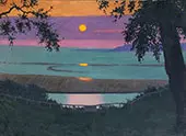 Sunset at Grace Orange and Violet Sky By Felix Vallotton