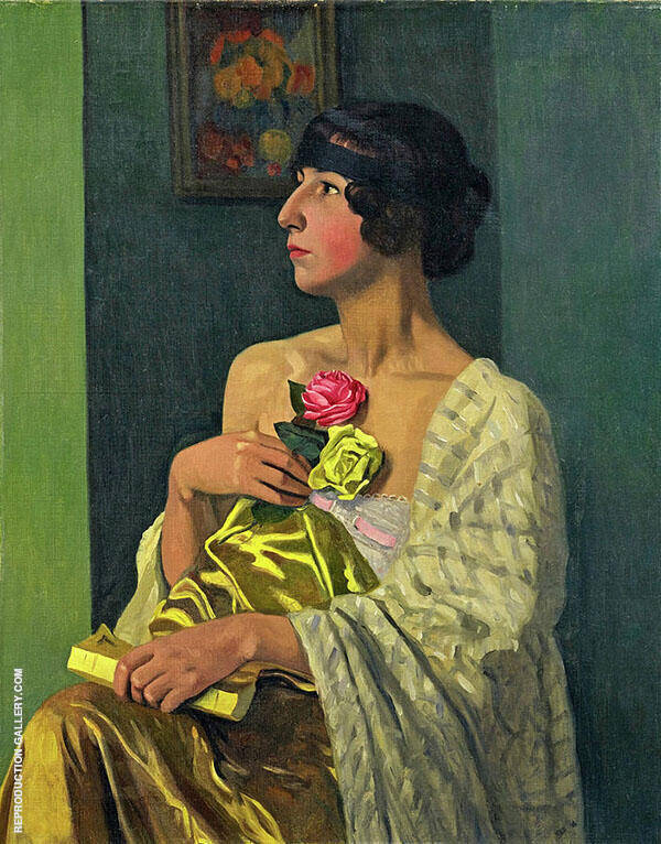 Woman with Roses by Felix Vallotton | Oil Painting Reproduction